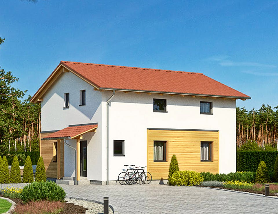 Fertighaus Haas O 130 B von Haas-Fertigbau Ausbauhaus ab 278000€, Satteldach-Klassiker Außenansicht 1