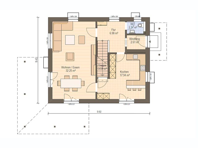 Fertighaus Haas O 130 B von Haas Fertigbau Ausbauhaus ab 197000€, Satteldach-Klassiker Grundriss 1