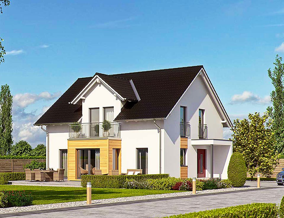 Fertighaus Haas O 155 A von Haas-Fertigbau Ausbauhaus ab 234000€, Satteldach-Klassiker Außenansicht 1