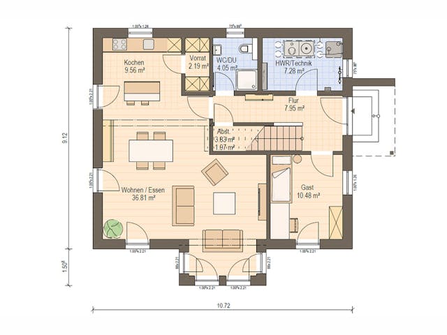 Fertighaus Haas O 155 A von Haas Fertigbau Ausbauhaus ab 240000€, Satteldach-Klassiker Grundriss 1