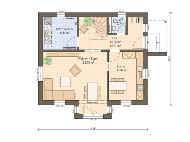 Fertighaus Haas S 130 C von Haas Fertigbau Ausbauhaus ab 197000€, Satteldach-Klassiker Grundriss 1