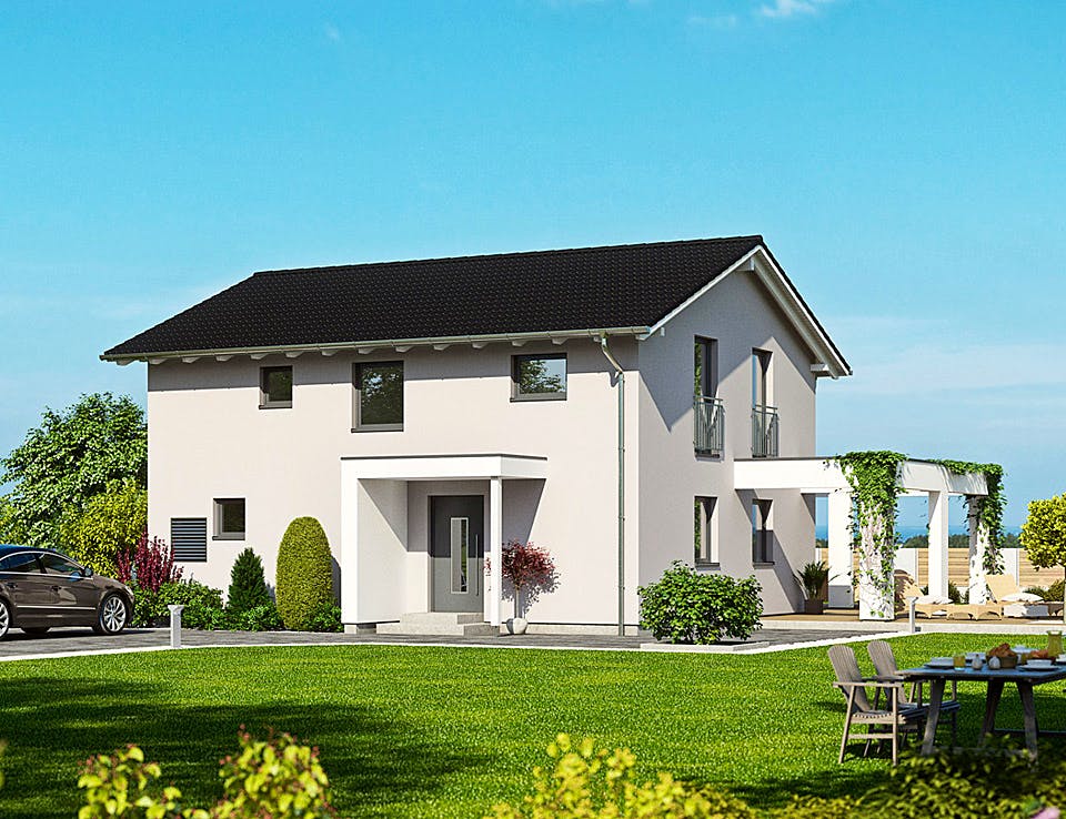 Fertighaus Haas S 155 B von Haas-Fertigbau Ausbauhaus ab 234000€, Satteldach-Klassiker Außenansicht 1