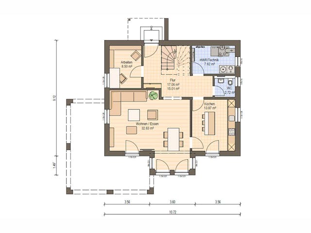 Fertighaus Haas S 155 B von Haas Fertigbau Ausbauhaus ab 235000€, Satteldach-Klassiker Grundriss 1