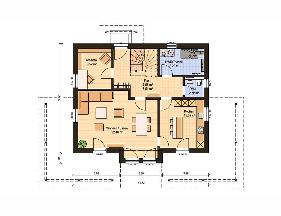 Fertighaus Haas S 165 B von Haas-Fertigbau Ausbauhaus ab 252000€, Stadtvilla Grundriss 1