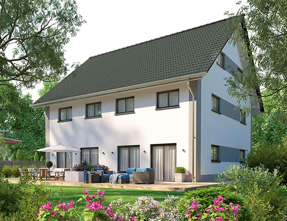 Massivhaus Habilis von AUREA Massivhaus, Satteldach-Klassiker Außenansicht 2