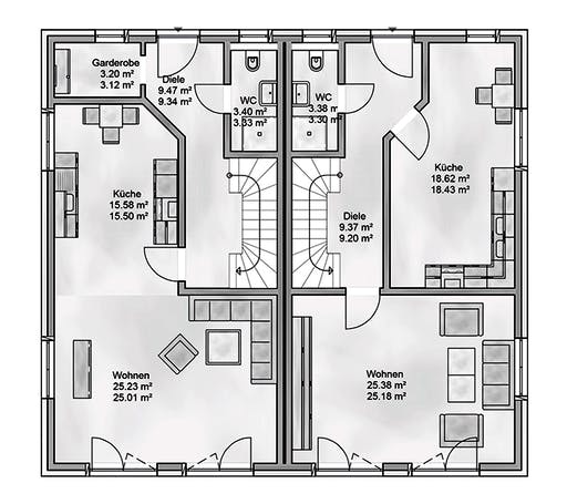 Massivhaus Habilis von AUREA Massivhaus, Satteldach-Klassiker Grundriss 1