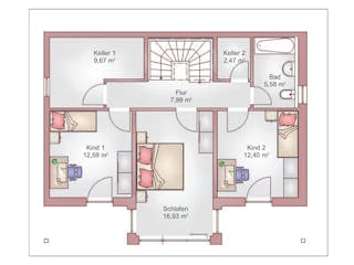 Fertighaus Hanghaus Klassik 120 von HEFA Holz- & Massivhaus Schlüsselfertig ab 247696€, Satteldach-Klassiker Grundriss 2
