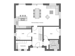 Massivhaus Aventus 162 von HANNOVER HAUS Schlüsselfertig ab 388900€, Stadtvilla Grundriss 1