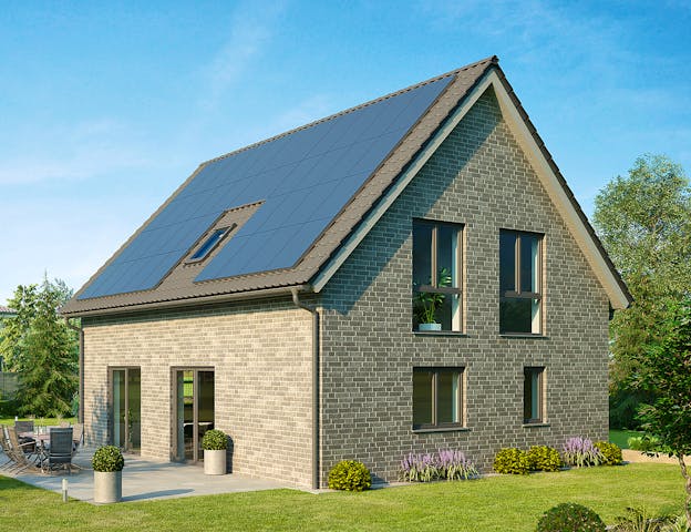 Schlüsselfertiges Massivhaus mit KfW 40 Plus Standard und PV-Anlage von HANNOVER HAUS