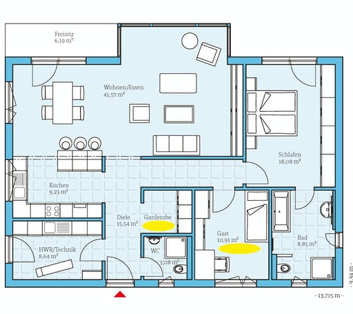 Hanse - Bungalow 122 Floorplan 1