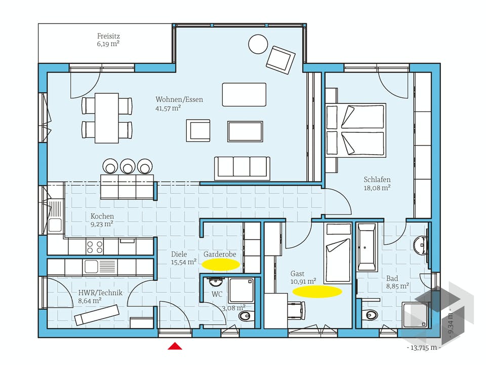 Bungalow 122 von Hanse Haus Grundriss