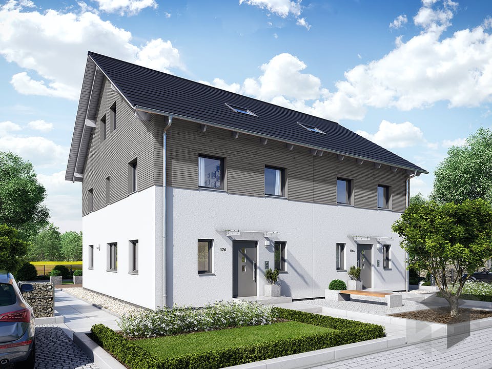 Doppelhaus 35-176 von Hanse Haus Außenansicht