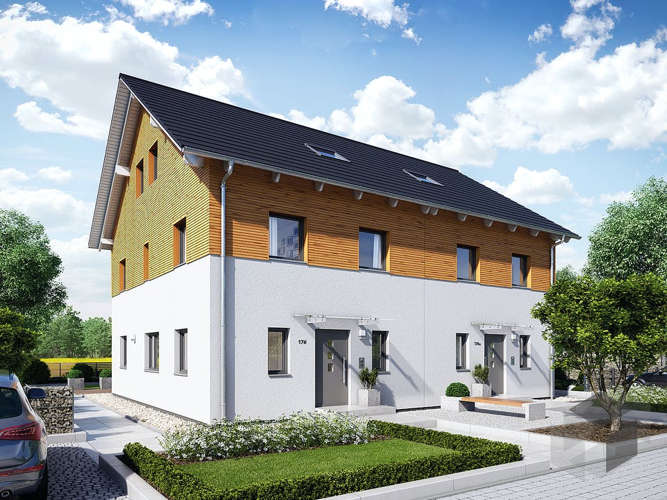 Doppelhaus 35-176 von Hanse Haus Außenansicht