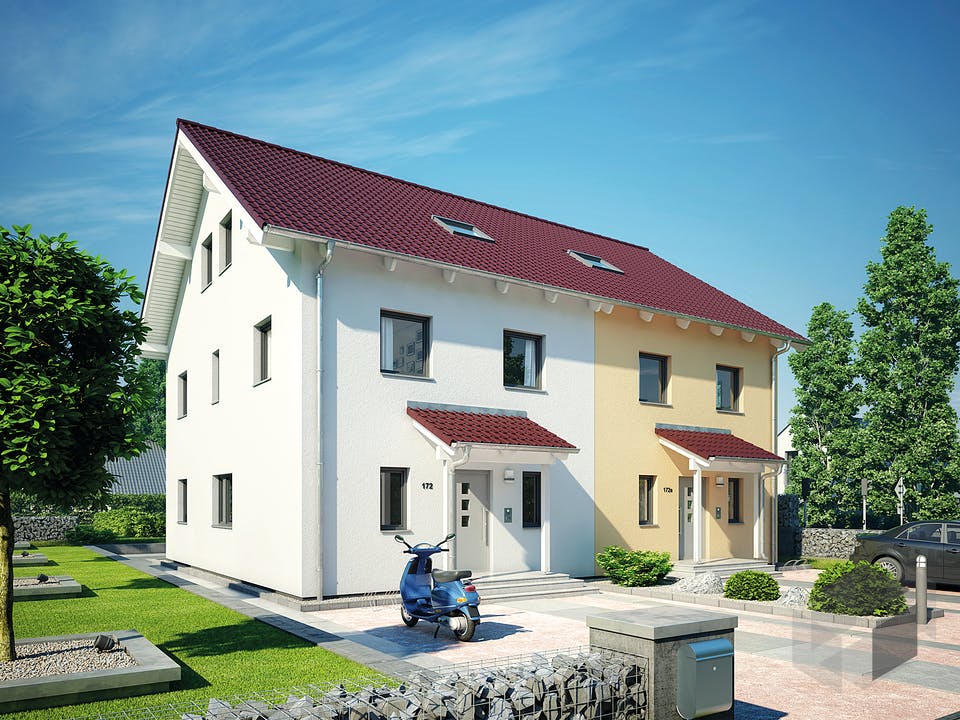 Doppelhaus 35-176 von Hanse Haus Außenansicht