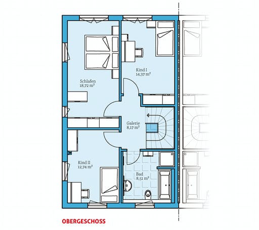 Fertighaus Doppelhaus 35-176 von Hanse Haus Schlüsselfertig ab 378688€, Satteldach-Klassiker Grundriss 2