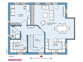 Fertighaus Variant 162 von Hanse Haus, Satteldach-Klassiker Grundriss 1