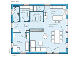 Fertighaus Variant 35-162 von Hanse Haus, Satteldach-Klassiker Grundriss 1