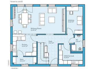 Fertighaus Variant 45-164 von Hanse Haus, Satteldach-Klassiker Grundriss 1