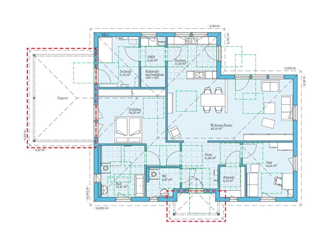 Fertighaus Bungalow 139 von Hanse Haus Schlüsselfertig ab 437172€, Bungalow Grundriss 1 Fertighaus Bungalow 139 von Hanse Haus Schlüsselfertig ab 437172€, Bungalow Grundriss 1