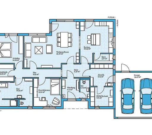 Hanse - Bungalow 148 Floorplan 1