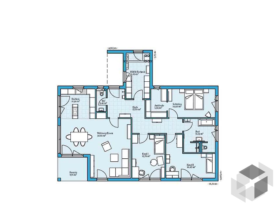 Bungalow 154 von Hanse Haus Grundriss
