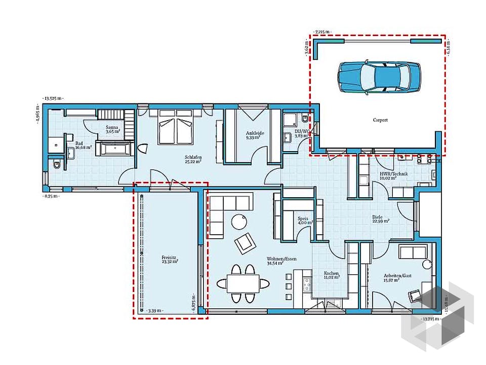 Bungalow 157 von Hanse Haus Grundriss