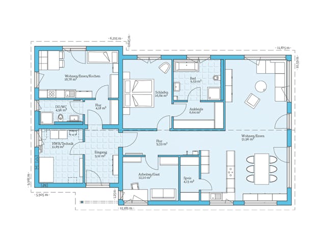 Fertighaus Bungalow 160 von Hanse Haus Schlüsselfertig ab 503807€, Bungalow Grundriss 1 Fertighaus Bungalow 160 von Hanse Haus Schlüsselfertig ab 503807€, Bungalow Grundriss 1