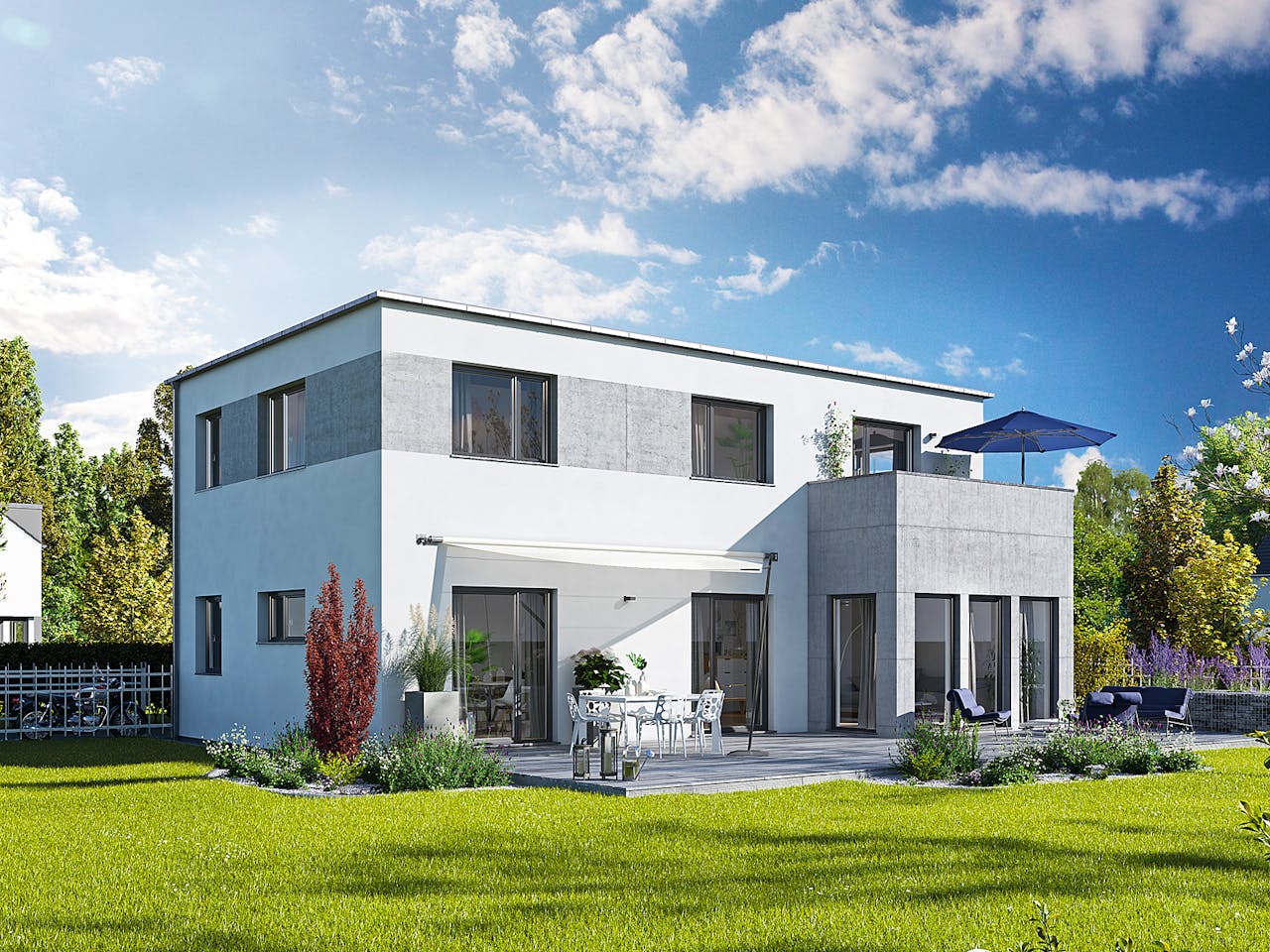 Fertighaus Cubus 148 von Hanse Haus Schlüsselfertig ab 413747€, Cubushaus Außenansicht 1