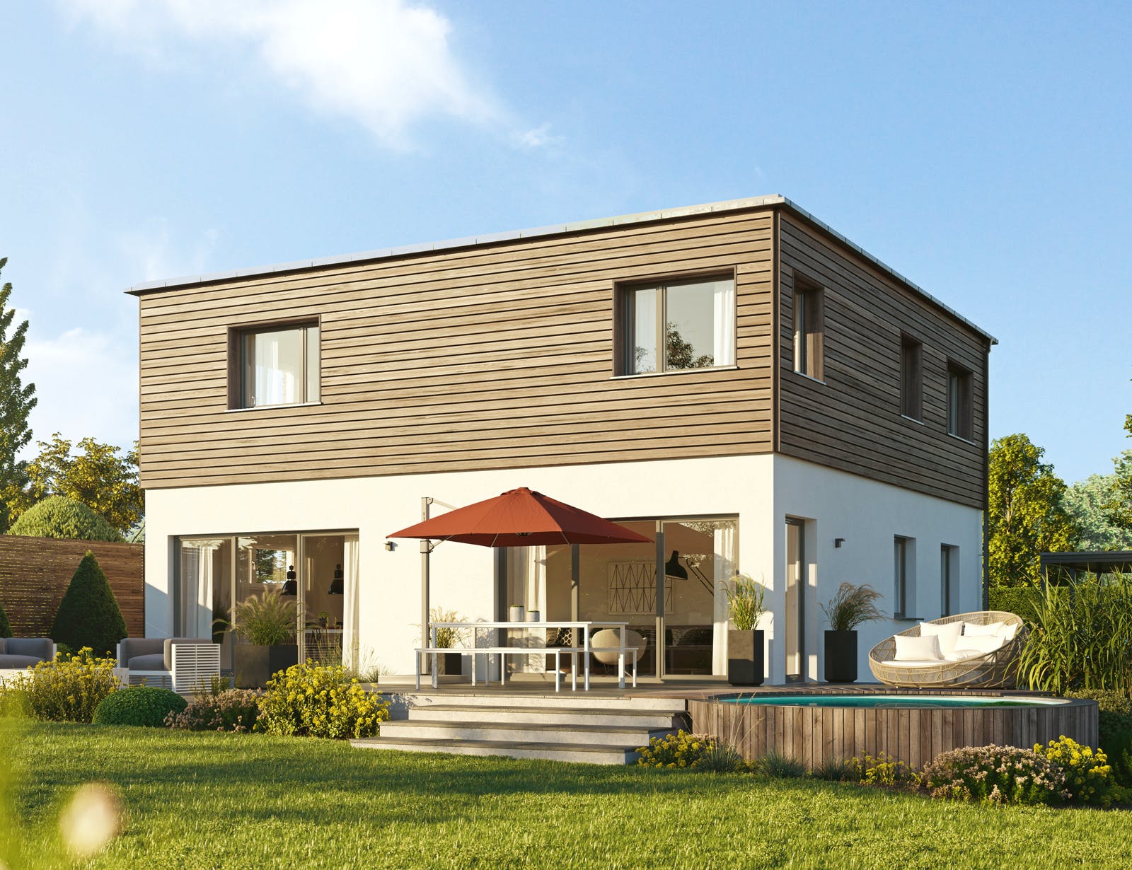 Fertighaus Cubus 167 von Hanse Haus Schlüsselfertig ab 417583€, Cubushaus Außenansicht 1