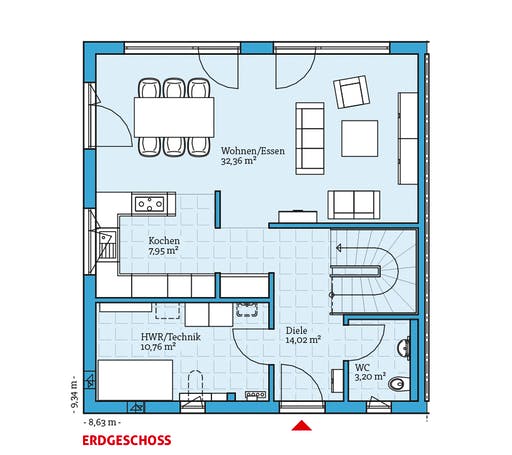 Fertighaus Doppelhaus 135 von Hanse Haus Schlüsselfertig ab 344786€, Cubushaus Grundriss 1