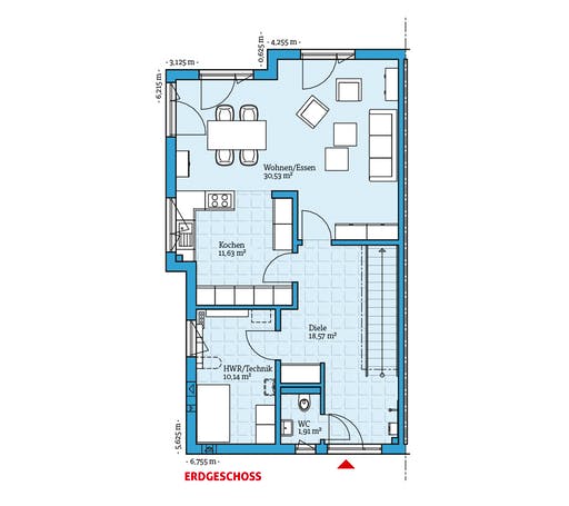 Fertighaus Doppelhaus 144 von Hanse Haus Schlüsselfertig ab 369972€, Cubushaus Grundriss 1