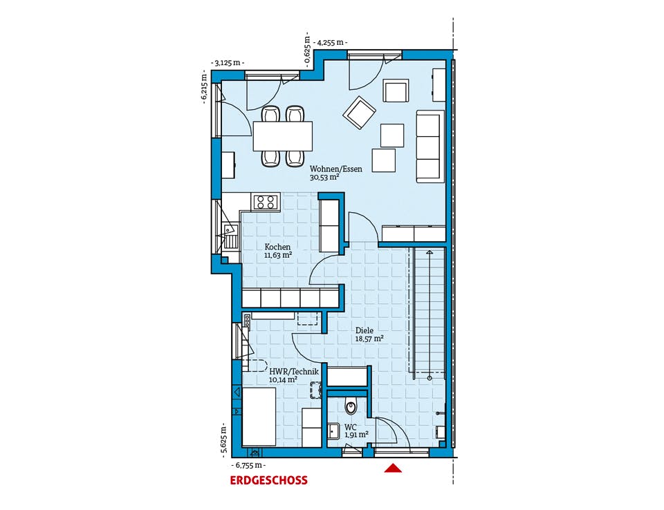 Fertighaus Doppelhaus 144 von Hanse Haus Schlüsselfertig ab 380184€, Cubushaus Grundriss 1