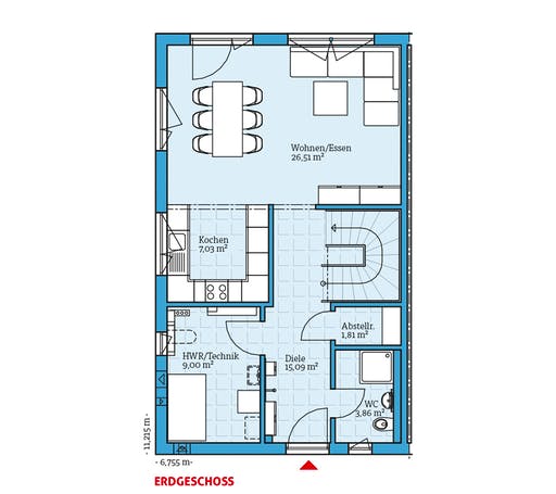 Fertighaus Doppelhaus 25-125 von Hanse Haus Schlüsselfertig ab 321548€, Satteldach-Klassiker Grundriss 1