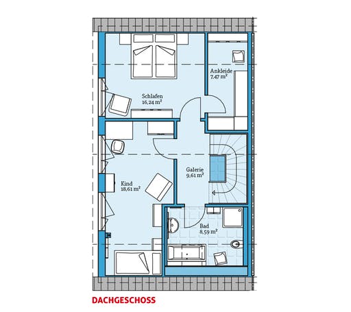 Fertighaus Doppelhaus 35-124 von Hanse Haus Schlüsselfertig ab 312507€, Satteldach-Klassiker Grundriss 2