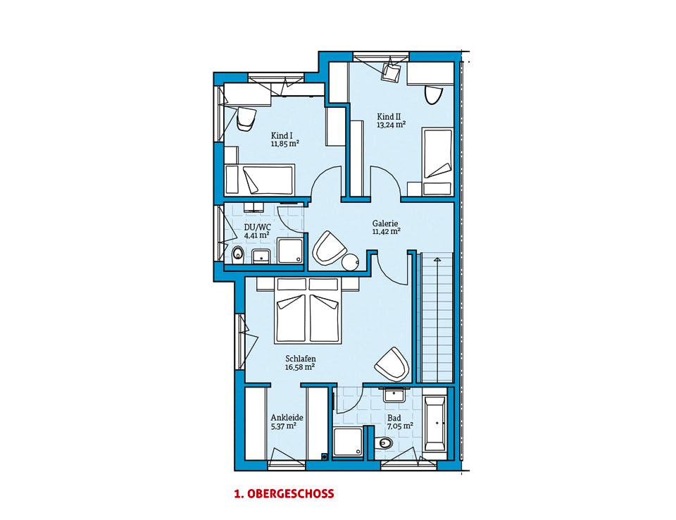 Fertighaus Doppelhaus 35-130 von Hanse Haus Schlüsselfertig ab 329963€, Satteldach-Klassiker Grundriss 2