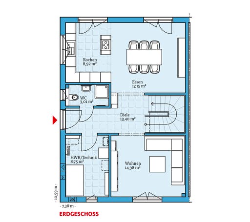Fertighaus Doppelhaus 45-123 von Hanse Haus Schlüsselfertig ab 320316€, Satteldach-Klassiker Grundriss 1