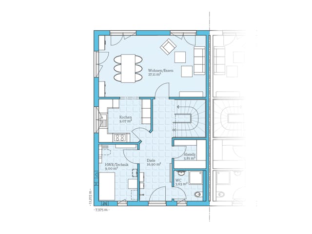 Fertighaus Doppelhaus 139 von Hanse Haus, Stadtvilla Grundriss 1 Fertighaus Doppelhaus 139 von Hanse Haus, Stadtvilla Grundriss 1