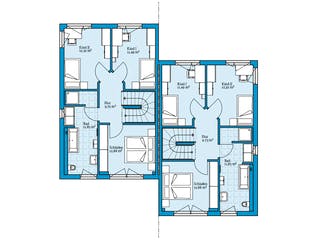 Fertighaus Doppelhaus 164 von Hanse Haus Schlüsselfertig ab 443565€, Satteldach-Klassiker Grundriss 2