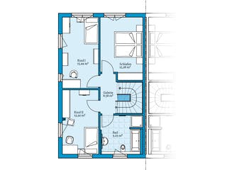Fertighaus Doppelhaus 176 von Hanse Haus Schlüsselfertig ab 455288€, Satteldach-Klassiker Grundriss 2