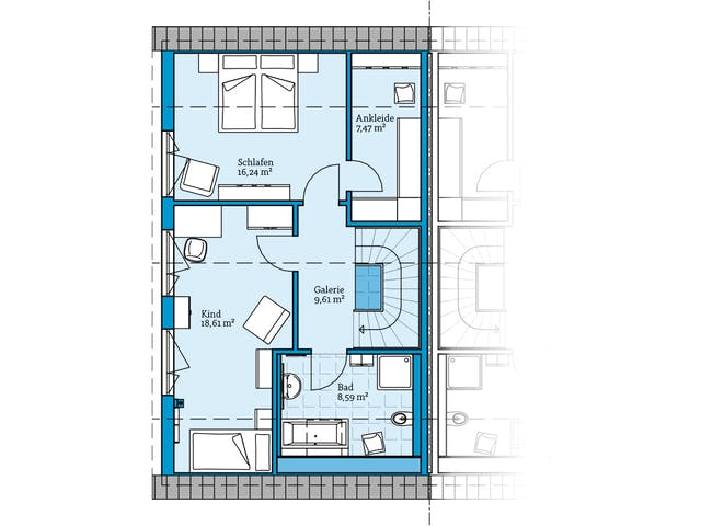 Fertighaus Doppelhaus 35-124 von Hanse Haus Schlüsselfertig ab 332007€, Satteldach-Klassiker Grundriss 2