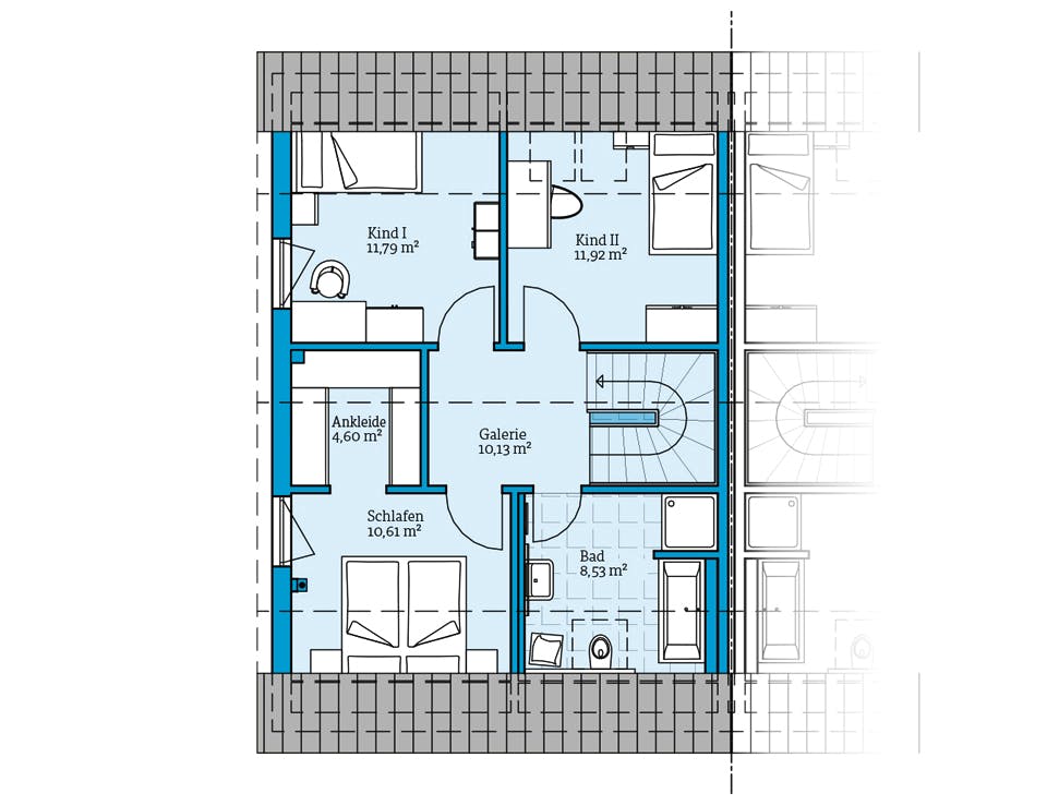 Fertighaus Doppelhaus 45-123 von Hanse Haus Schlüsselfertig ab 329193€, Satteldach-Klassiker Grundriss 2