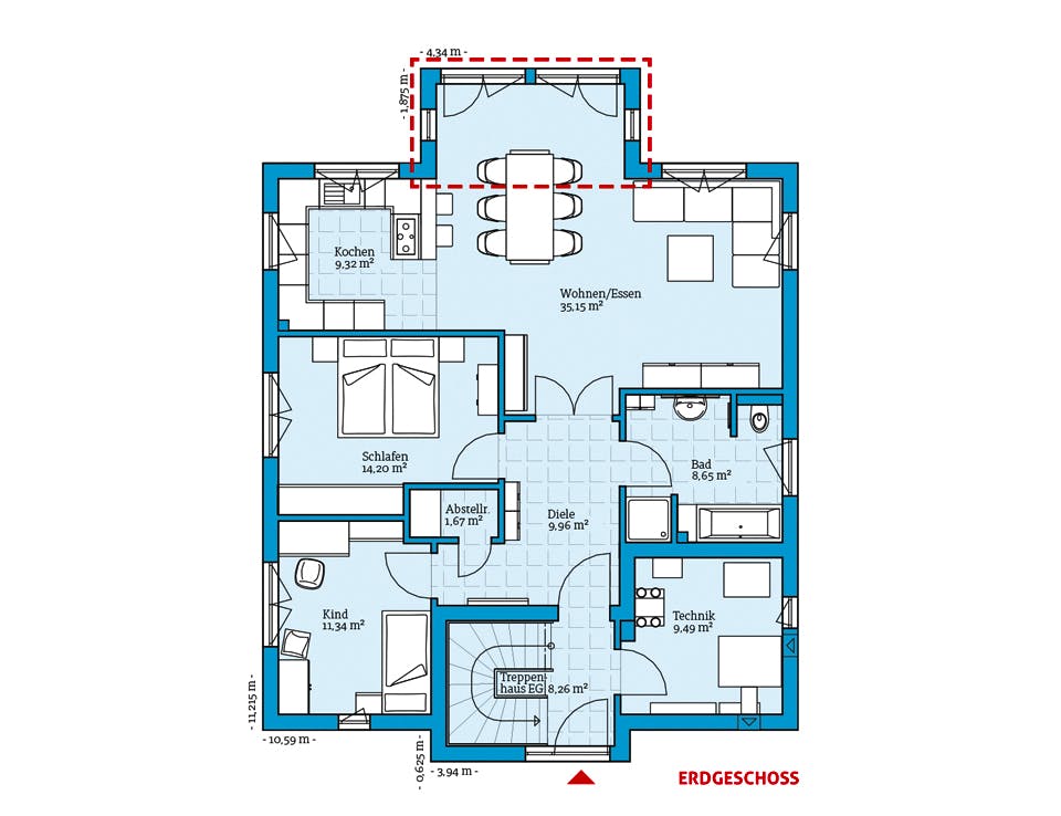 Fertighaus Duo 203 von Hanse Haus Schlüsselfertig ab 525413€, Stadtvilla Grundriss 1