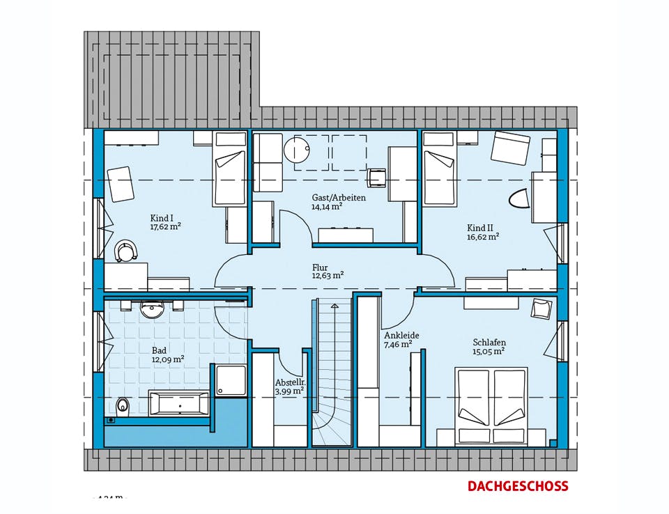 Fertighaus Duo 210 von Hanse Haus Schlüsselfertig ab 487552€, Satteldach-Klassiker Grundriss 2