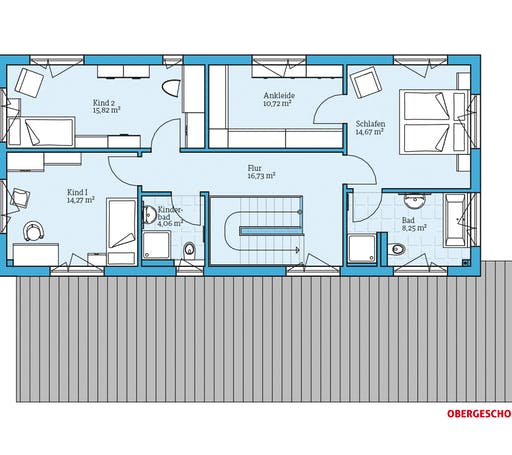 Fertighaus Duo 211 von Hanse Haus Schlüsselfertig ab 544049€, Satteldach-Klassiker Grundriss 2