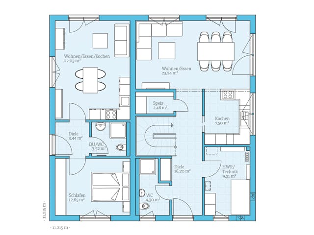 Fertighaus Duo 212 von Hanse Haus Schlüsselfertig ab 571010€, Stadtvilla Grundriss 1