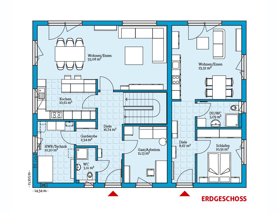 Fertighaus Duo 225 von Hanse Haus Schlüsselfertig ab 542880€, Stadtvilla Grundriss 1