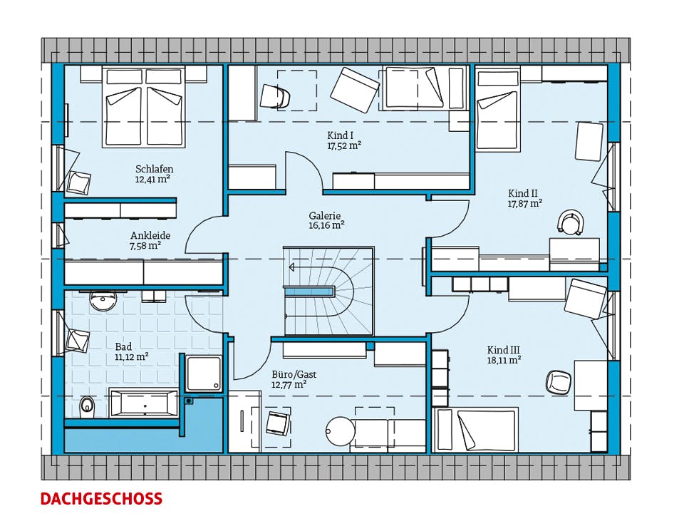 Fertighaus Duo 229 von Hanse Haus Schlüsselfertig ab 503649€, Satteldach-Klassiker Grundriss 2