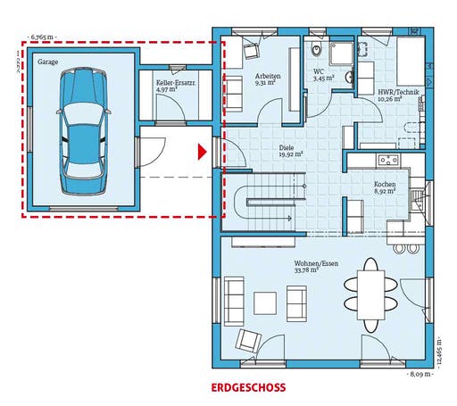 Fertighaus Variant 169 von Hanse Haus Schlüsselfertig ab 397983€, Satteldach-Klassiker Grundriss 1