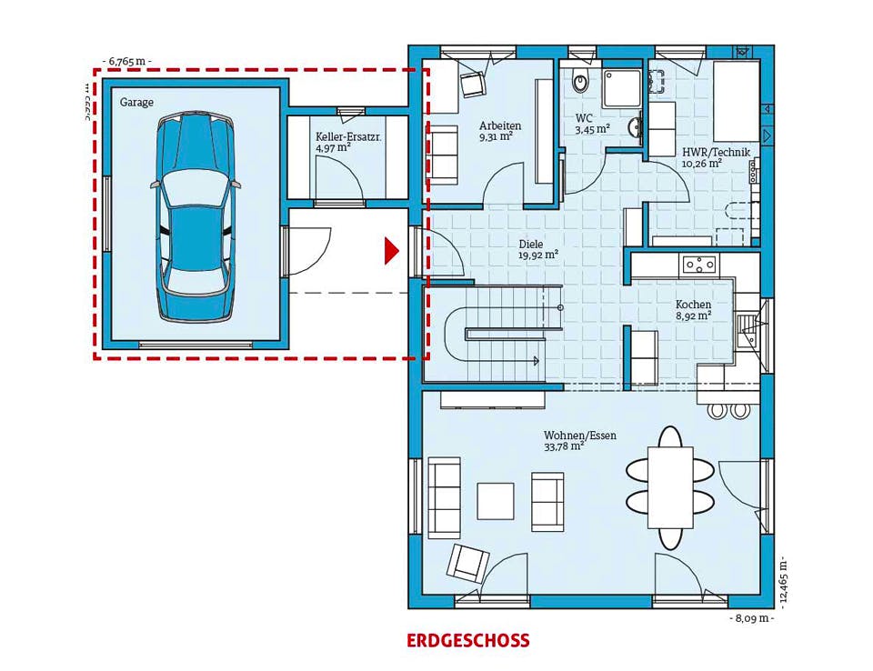 Fertighaus Villa 169 von Hanse Haus Schlüsselfertig ab 408962€, Satteldach-Klassiker Grundriss 1