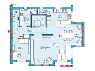 Fertighaus Variant 172 von Hanse Haus, Satteldach-Klassiker Grundriss 1